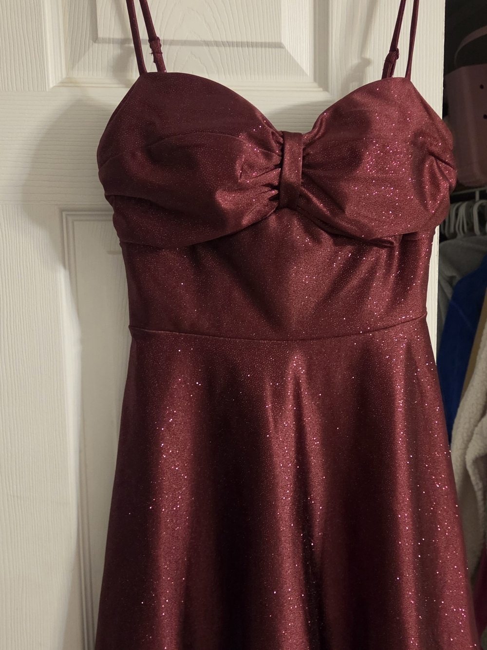 Windsor Glitter Bow Mini Dress Burgundy XS Like New